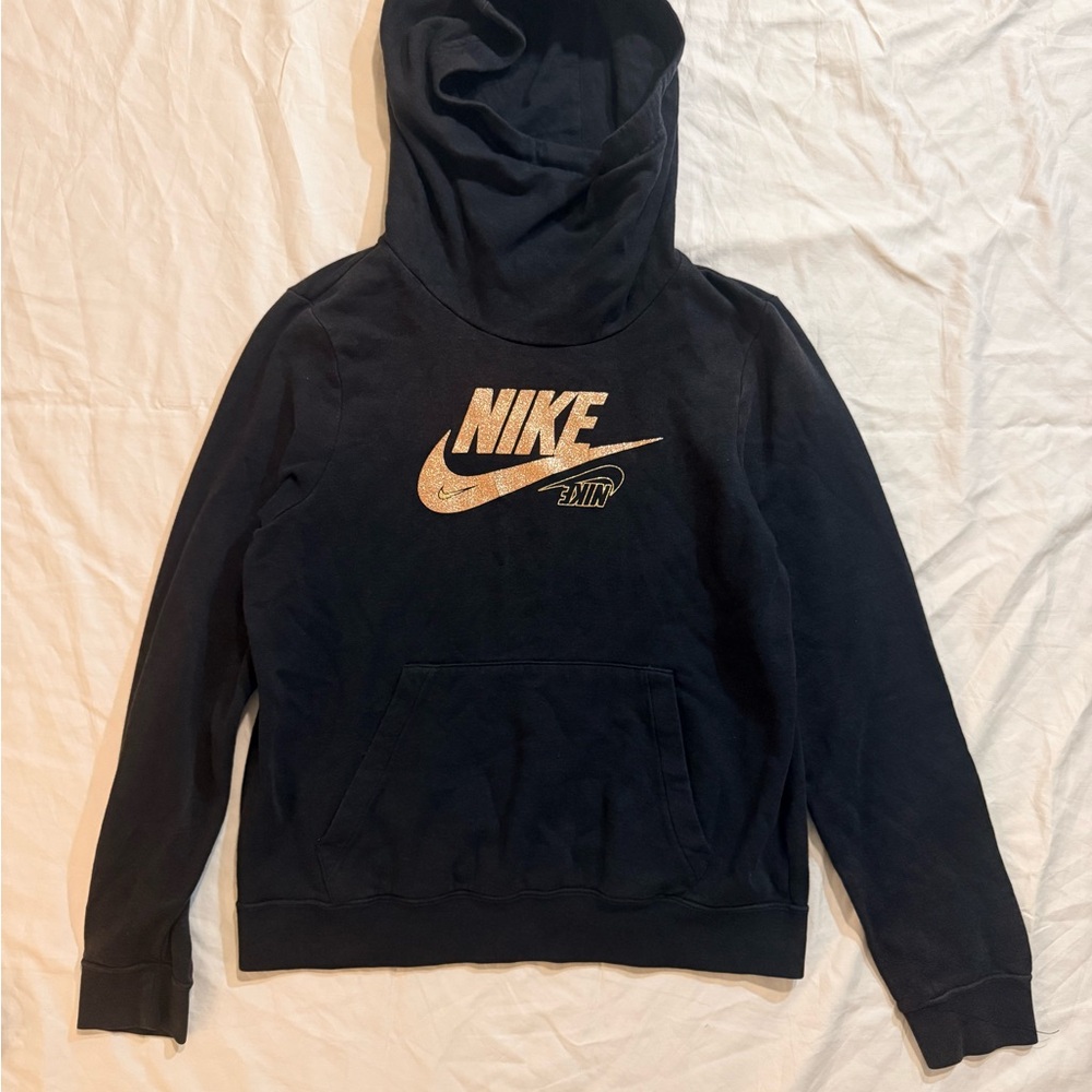Nike Black Hoodie with Gold Logo